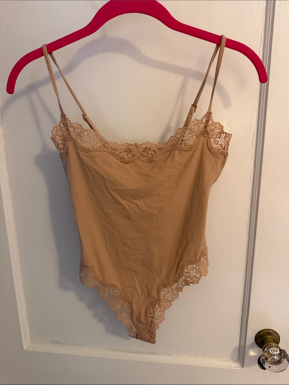 SKIMS Lace-Trim Nude Bodysuit
